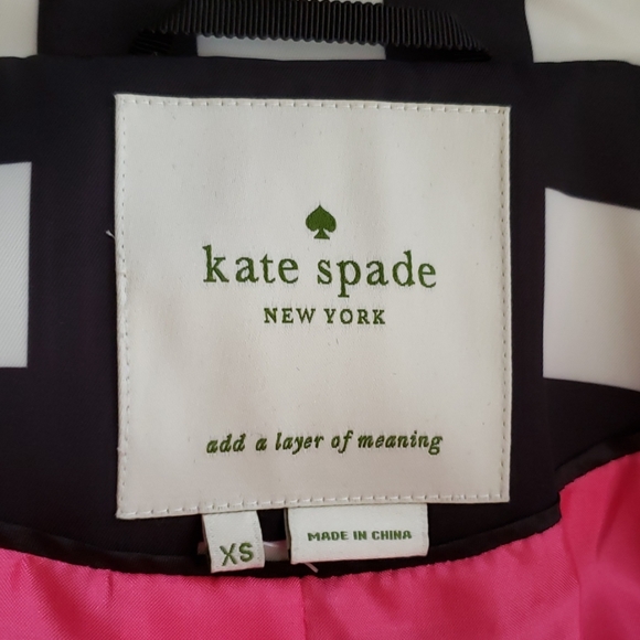 Kate Spade Jackie O black white hot pink rain coat - Picture 7 of 8